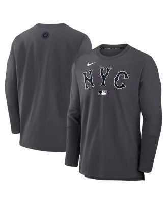 Nike - Men's Anthracite New York Mets Authentic Collection City Connect Lightweight Player Tri-Blend Performance Long Sleeve T-Shirt