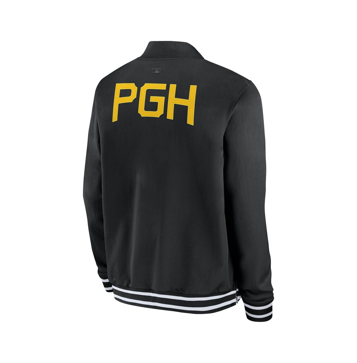 Мужская куртка Nike Black Pittsburgh Pirates Authentic Collection City Connect Full-Zip Bomber — фото 3