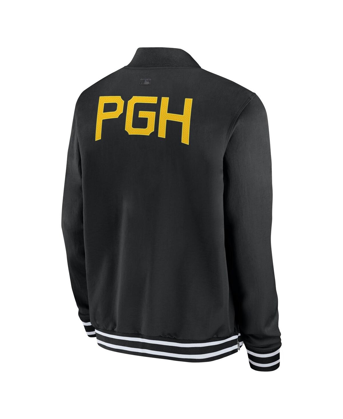 Nike Men's Black Pittsburgh Pirates Authentic Collection City Connect Full-zip Bomber Jacket In Black