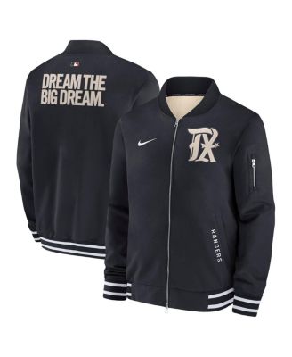 Nike - Men's Black Texas Rangers Authentic Collection City Connect Full-Zip Bomber Jacket