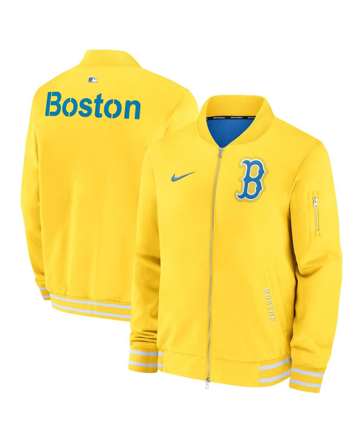 Men's Gold Boston Red Sox Authentic Collection City Connect Full-Zip Bomber Jacket - Gold