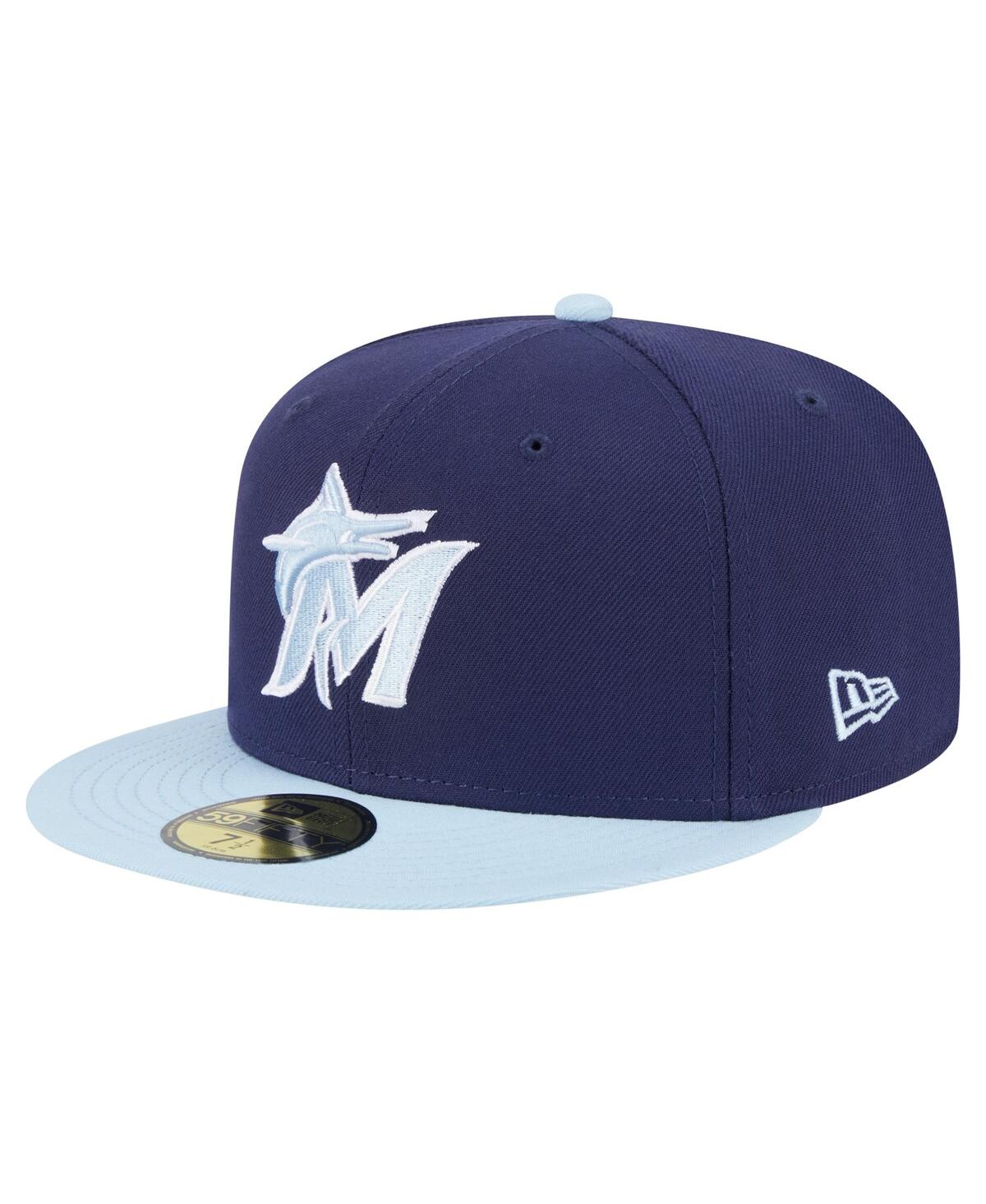 New Era Men's Navy/Light Blue Miami Marlins Color Pack 2-Tone 59FIFTY Fitted Hat - Navy, Light Blue