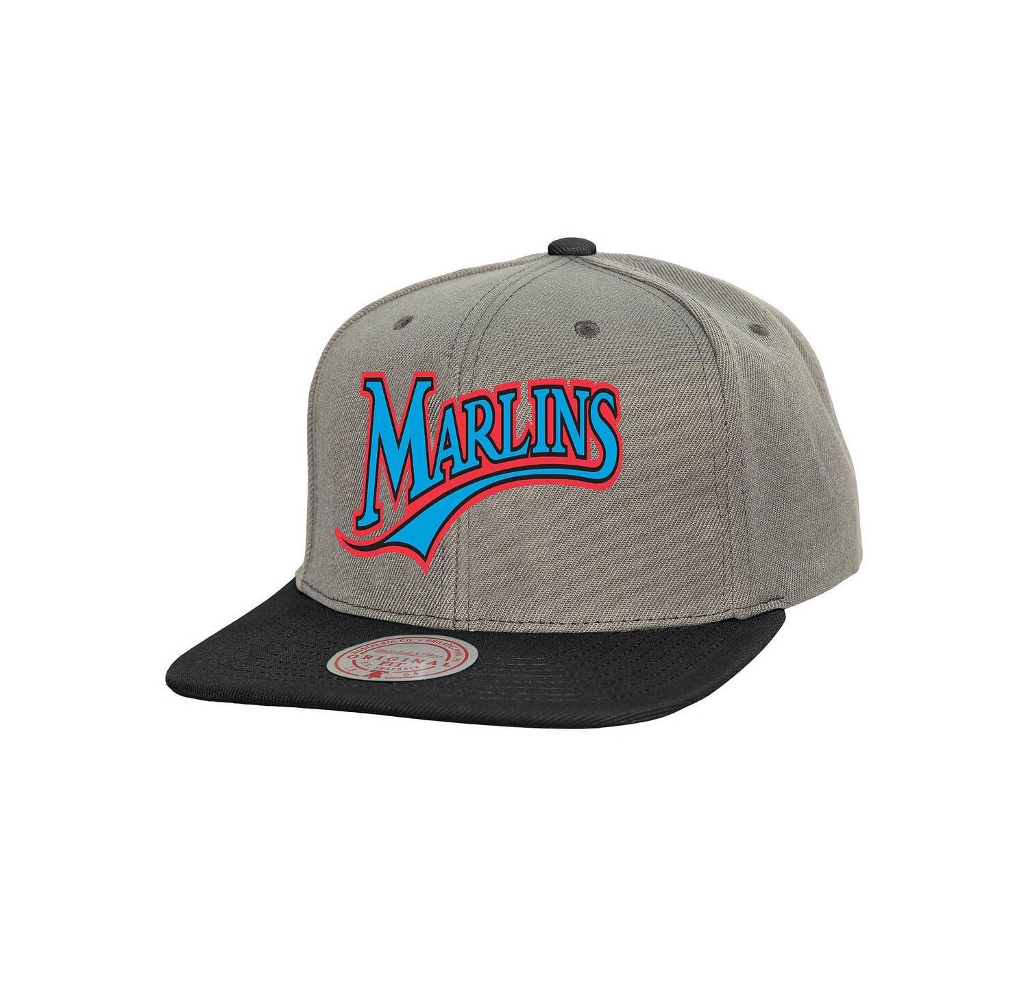 Men's Gray Florida Marlins Cooperstown Collection Basic Flip Snapback Hat