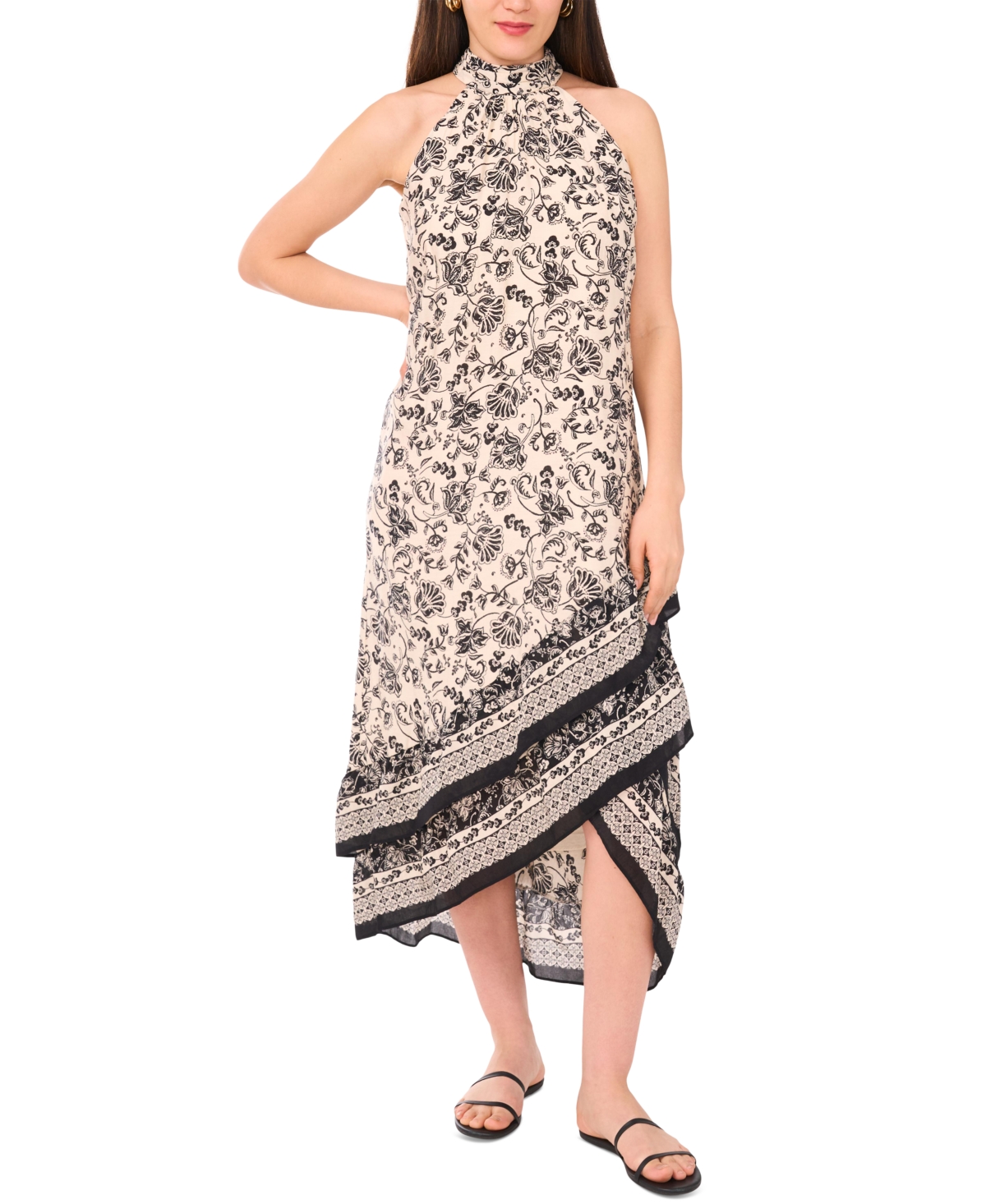 Women's Sleeveless Layered Dress - Rich Black