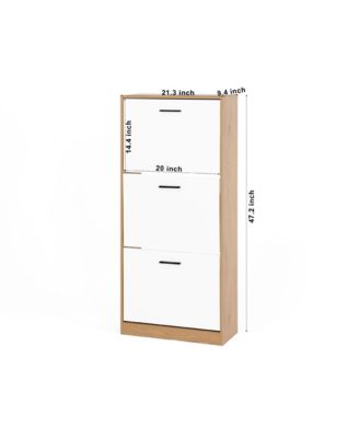 Shoe Storage Cabinet with 3 White Panel Flip Drawers, Freestanding Organizer for Entryway, Narrow Shoe Rack Cabinet