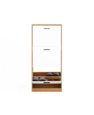 Shoe Storage Cabinet with 3 White Panel Flip Drawers, Freestanding Organizer for Entryway, Narrow Shoe Rack Cabinet