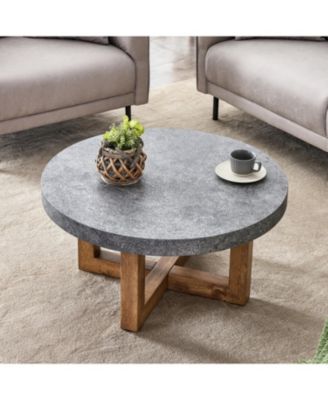 Streamdale Modern Gray Textured MDF Coffee Table, 31.4" Round