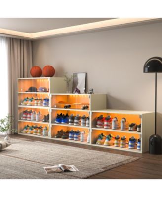 Off white LED light shoe box three layers with glass doors