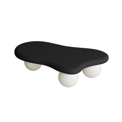 Streamdale 40 Inch Cloud Shaped Coffee Table with 3 Ball Legs for Living Room, Black Top White Legs