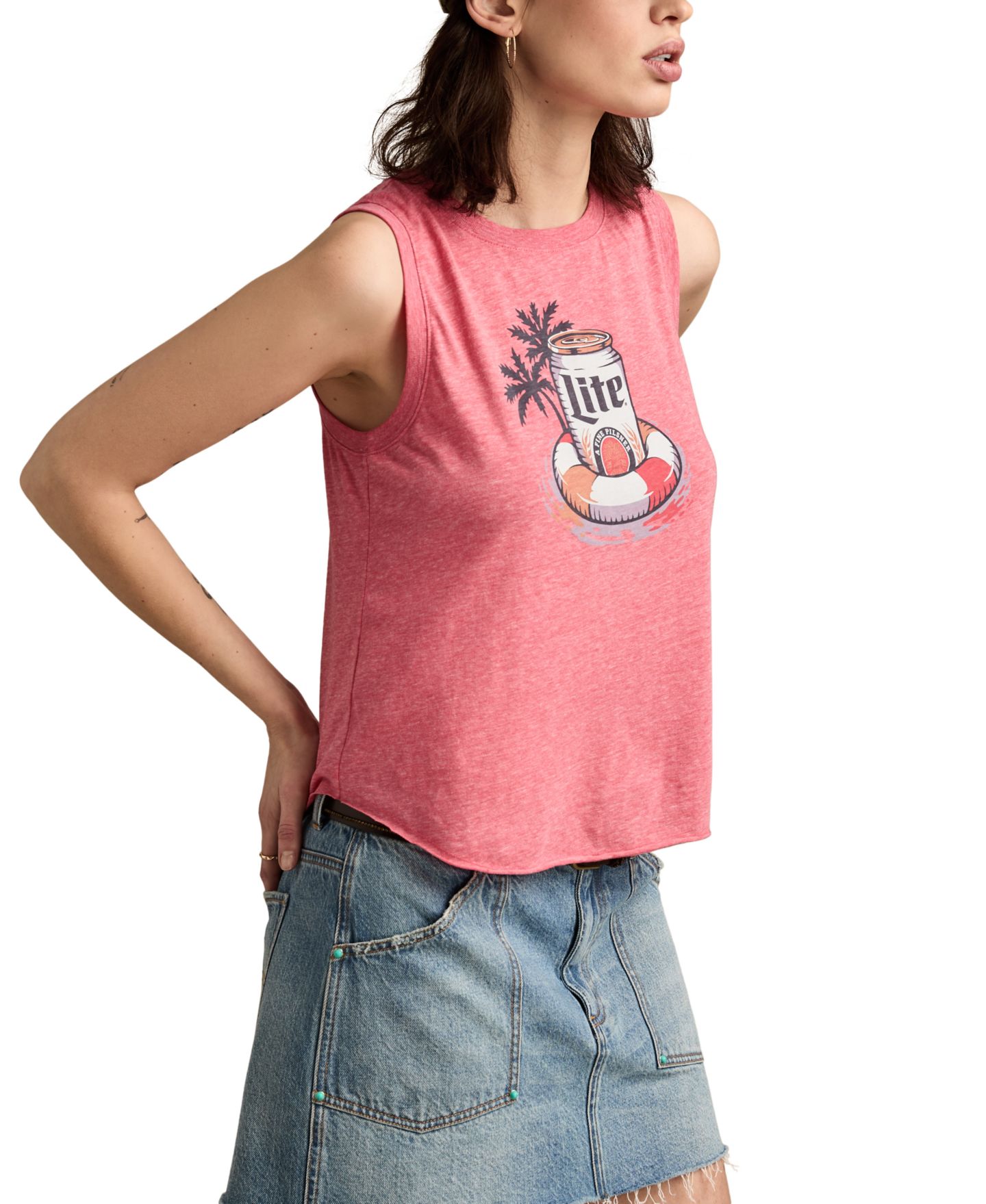 Женская футболка Lucky Brand Miller Lite Floaty Sleeveless, цвет: Коралловый — фото 3