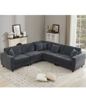 Streamdale Oversized Modular Sectional Sofa, 5-Seat Corduroy U-Shaped Couch, 11 Cushions