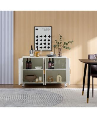 Streamdale Ivory White 4-Door Sideboard Buffet with Removable Shelves