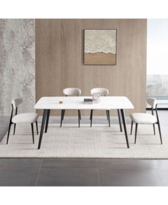 Modern Upholstered Curved Dining Chairs, Set of 2