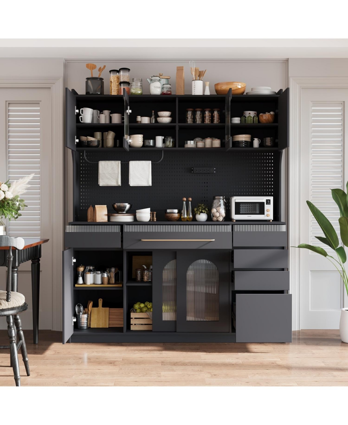 Streamdale 63" Buffet with Hutch, Coffee Bar, Drawers, Shelves, Outlet