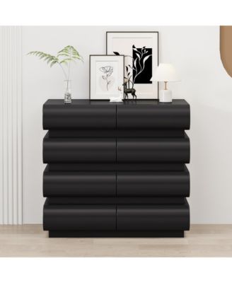 8 Drawer Dresser for Bedroom, Black Dresser No Handle, Modern 8 Chest of Drawers with Wide Storage