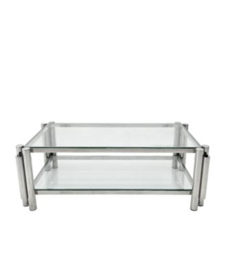 Streamdale Modern 3-Piece Stainless Steel Coffee Table Set with Clear Glass Tops