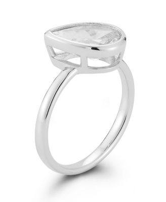 14K Gold Plated Sterling Silver Pear Cut Solitaire Ring