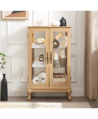 Streamdale Elegant Curio Cabinet with Mirrored Back and Adjustable Shelves