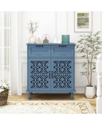 31” Wood Accent Cabinet – 2-Drawer 2-Door Storage Unit for Living Room or Entryway