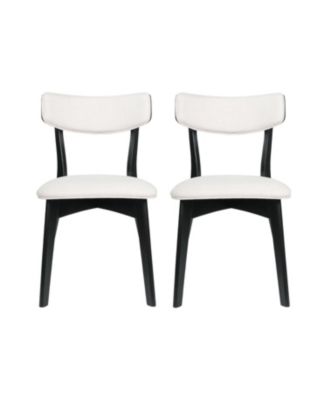 Streamdale Mid-Century Modern Upholstered Dining Chair Pair with Walnut Finish, Set of 2