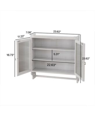 Glass Door Cabinet with 3-Tier Storage & Towel Rack