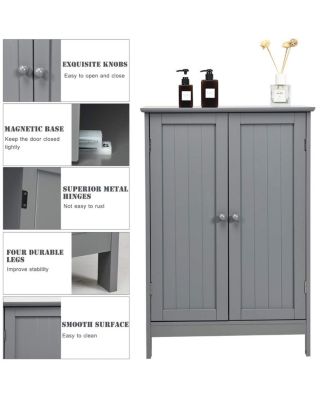2-Door Free-Standing Bathroom Cabinet with Shelf