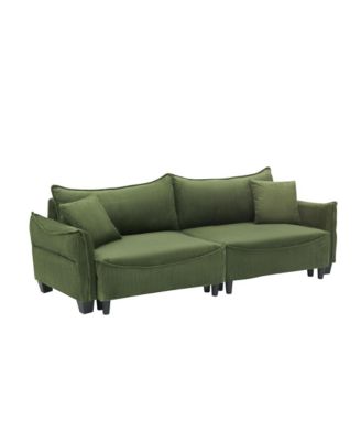 Streamdale Green Corduroy Sofa Bed with Pillows for Living Room