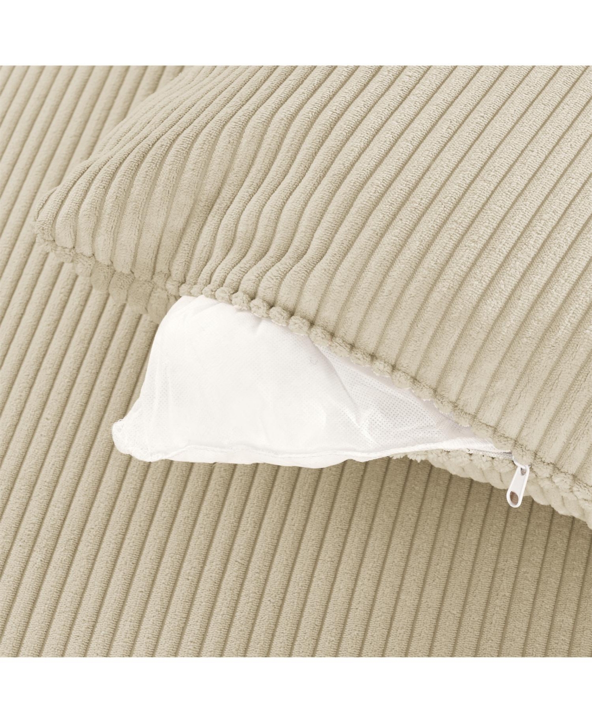 Streamdale U-Shaped Beige Corduroy Couch with Storage Ottomans