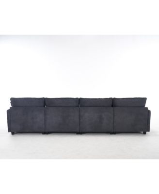 Oversized Velvet Modular Sofa U-Shape Couch with Ottomans & Pillows