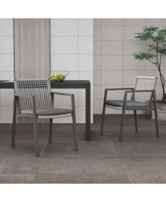 Streamdale Aluminum Outdoor Dining Set for 6 with Faux Wood Table