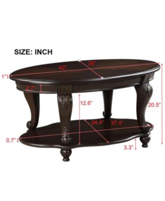 Espresso Living Room Coffee Table Set with End Side Tables (3-Piece)