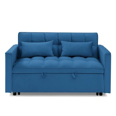 54.33 inch versatile foldable sofa bed in 3 lengths, modern sofa velvet pull-out bed.