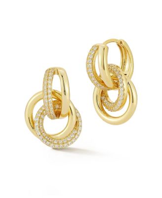 Sterling Pave Interlocking Hoop Earrings
