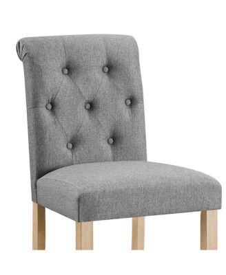 Siena Counter Height Button Tufted Back Solid Wood Stools, Set of 2, Gray