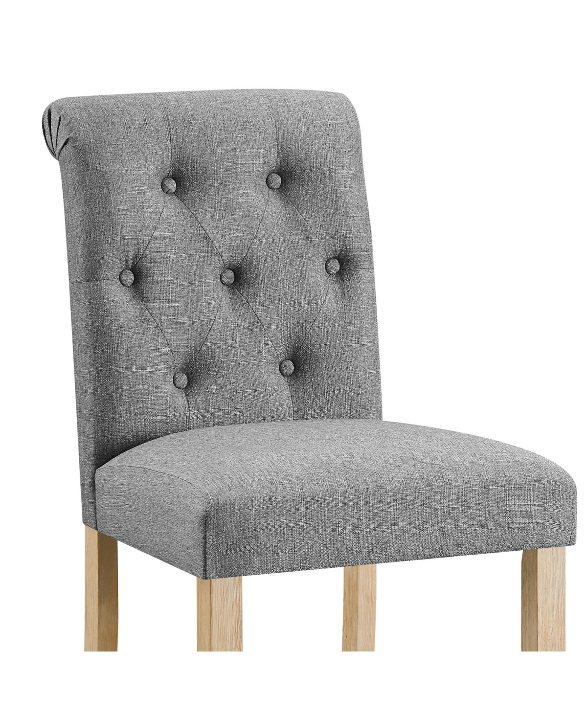 Streamdale Furniture Siena Counter Height Button Tufted Back Solid Wood Stools, Set of 2, Gray