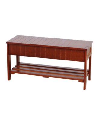 Quality Solid Wood Shoe Bench with Storage, Cherry