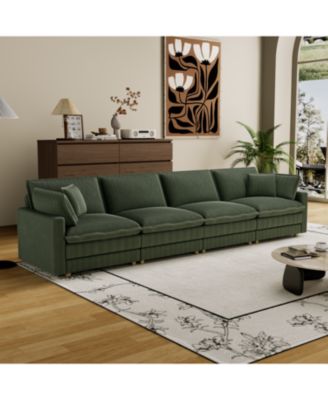 Streamdale Modular Sectional Sofa, Deep Seat, 4 Pillows, Modern L-Shape, GREEN