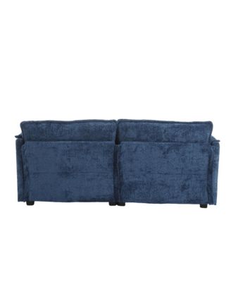 Chenille fabric, removable armrests with side pockets, high density sponge filling, oversized double sofa with footstool