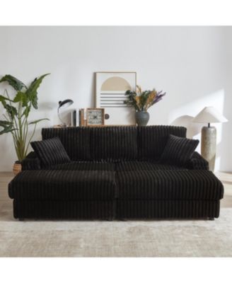 Streamdale Corduroy 3-Seater Sofa with Storage and Accessories
