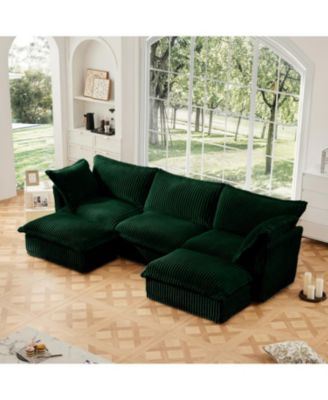 Streamdale Slipcovered U Shape Sectional Sofa, Deep Seat, Green