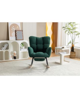 Teddy Fabric Rocking Chair With Adjustable Footrest