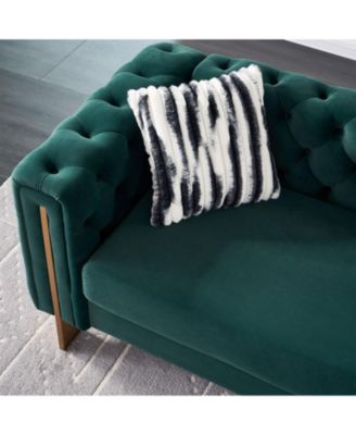 Streamdale Chesterfield Modern Tufted Velvet Living Room Sofa, 84.25"W Couch,Green