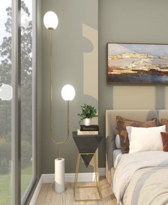 73" Metal Curved Orb 2 Light Room Floor Lamp
