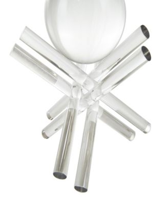 Crystal Jack Inspired Decorative Sculpture with Clear Resting Orbs, Set of 2