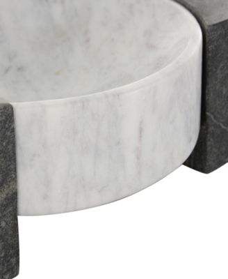 Marble Tray with Black Rectangular Blocks, 10" x 8"