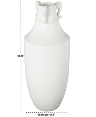 Ceramic Scroll Sleek Amphora Decorative Vase with Handles, 18"
