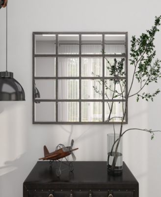 45" Metal Window Pane Inspired Room Wall Mirror