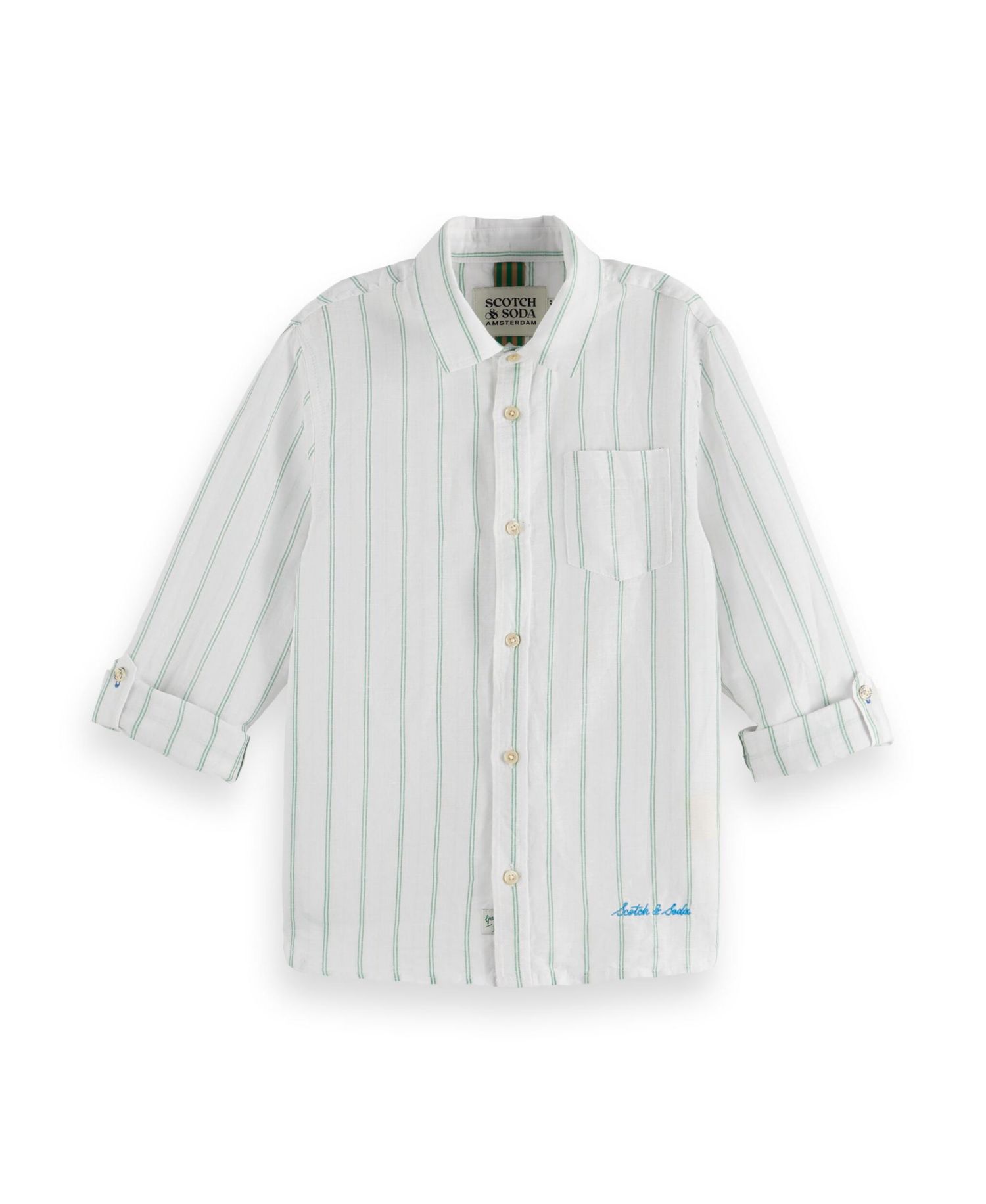 Little and Big Boys Linen Blend Long Sleeved Shirt