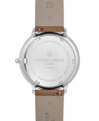 Men's Classics Quartz Moonphase Brown Leather Strap Watch 39mm