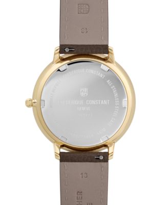 Men's Classics Quartz Moonphase Brown Leather Strap Watch 39mm